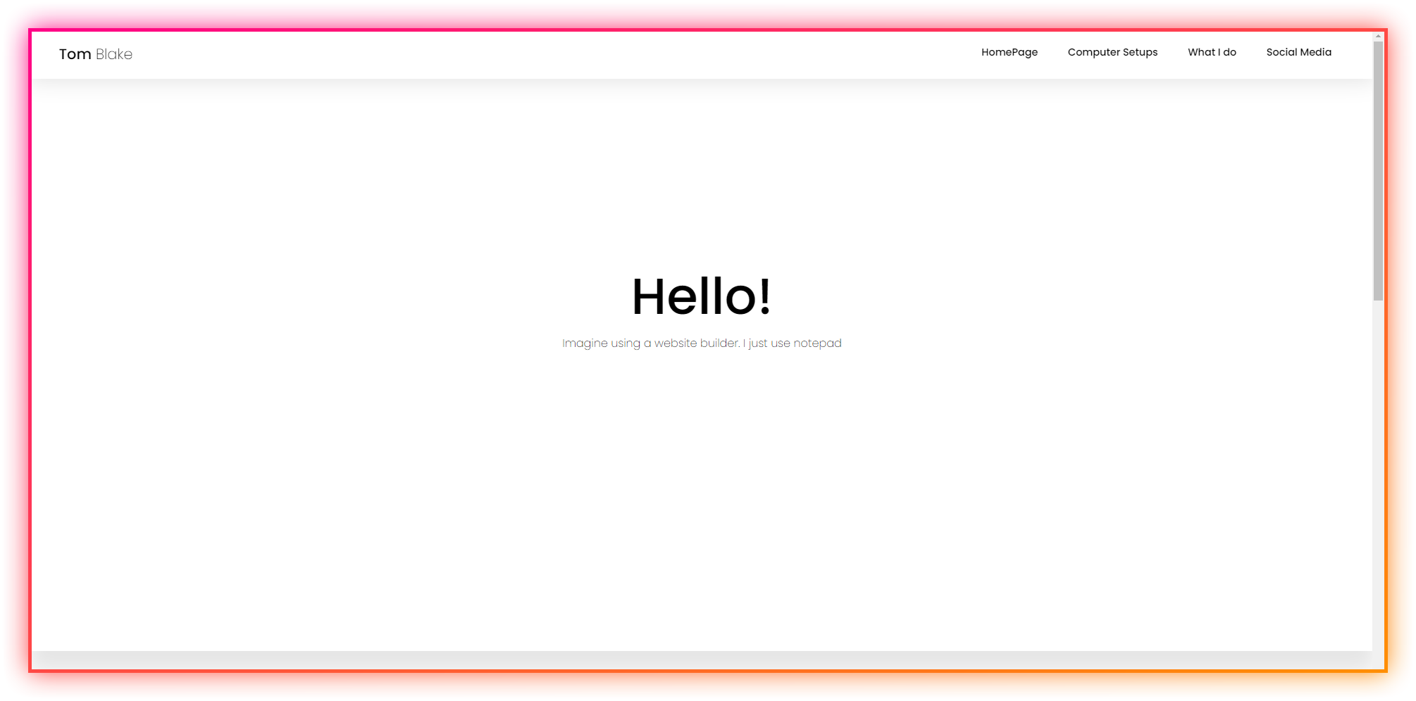 The landing page of the old website